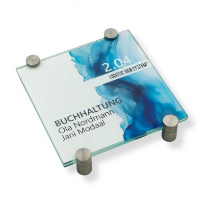 Türschild VITRUM K , Glasschild, Büroschild, Doppelglasschild